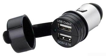 usb dual sigaretten plug rond 2.1a