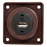 usb oplaadcontactdoos 12v bruin mat